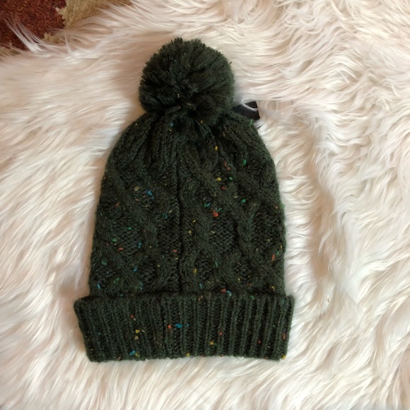 Steve Madden Speckled Slouchy Green Beanie - Picture 2 of 3